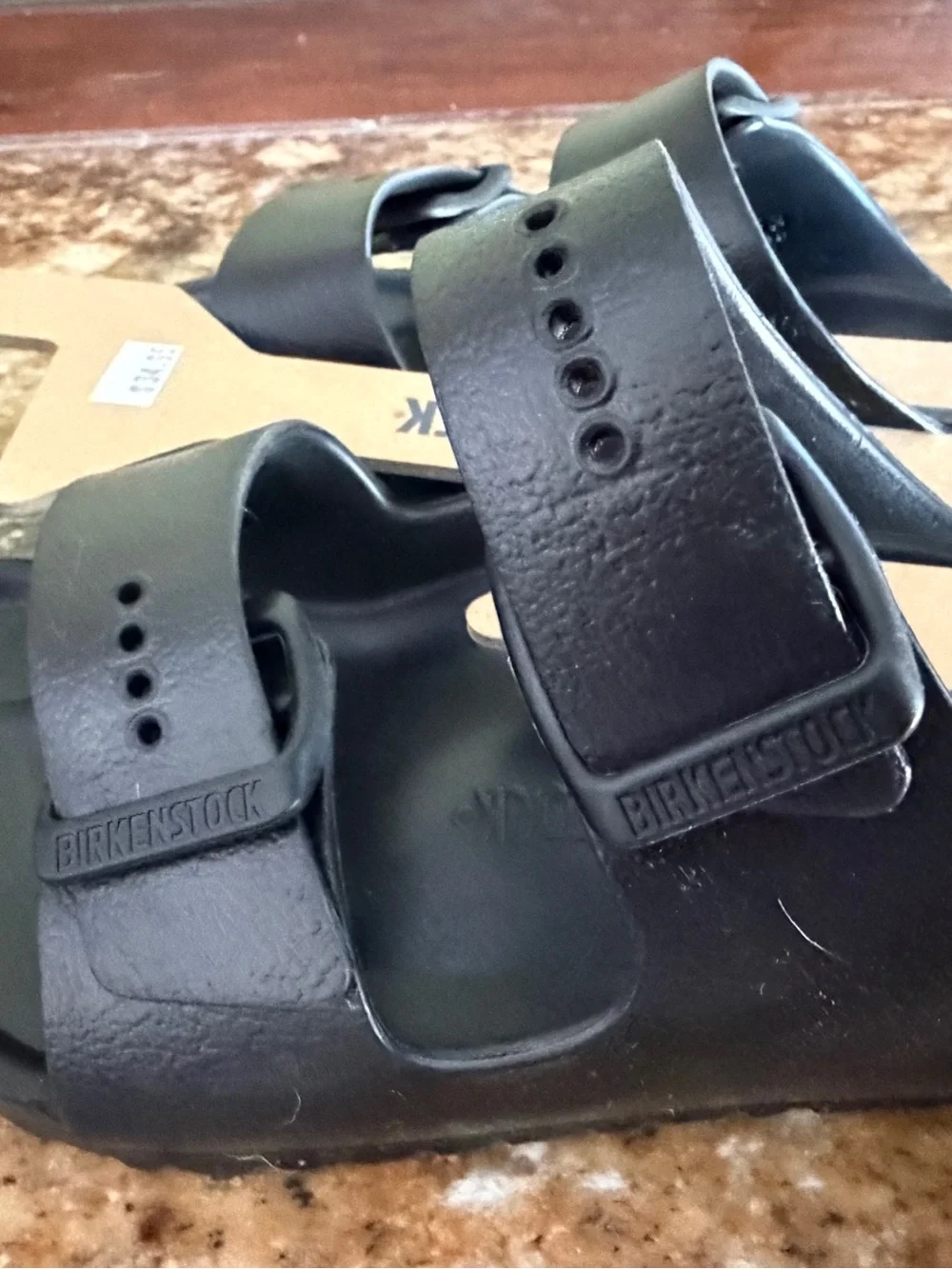 Size 33 Birkenstock kids  Black Arizona EVA Dual-Strap Sandals - Picture 2 of 10